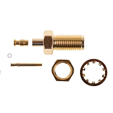 SMA(f) Blkh. for RG178, H8 nut, D-profile, w/o O-ring