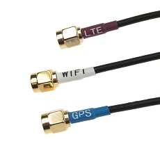 Antenna GPS/LTE/WiFi Screw Mount E008, 2x SMA(m), 1x RP-SMA(pin f), 3x RG174/0.3m