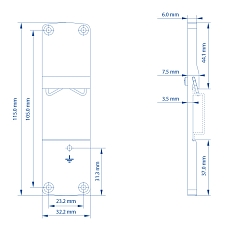 TSW1 rear panel with DIN rail holder (PR5MEC24)