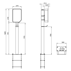 Stojak na stację ładującą MyBox PLUS 22kW, rysunek Stojak na stację ładującą MyBox PLUS 22kW, rysunek