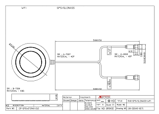 Antenna WiFi/GPS/GLONASS Adhesive R40, 2x RG174/5m, 2x SMA(m)