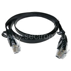 Ethernet cable, cross, flat, black, 1.5 m